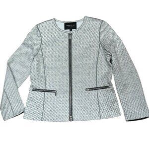 Lafayette 148 New York Sz S Blazer Tweed Collarless Jacket Designer Office